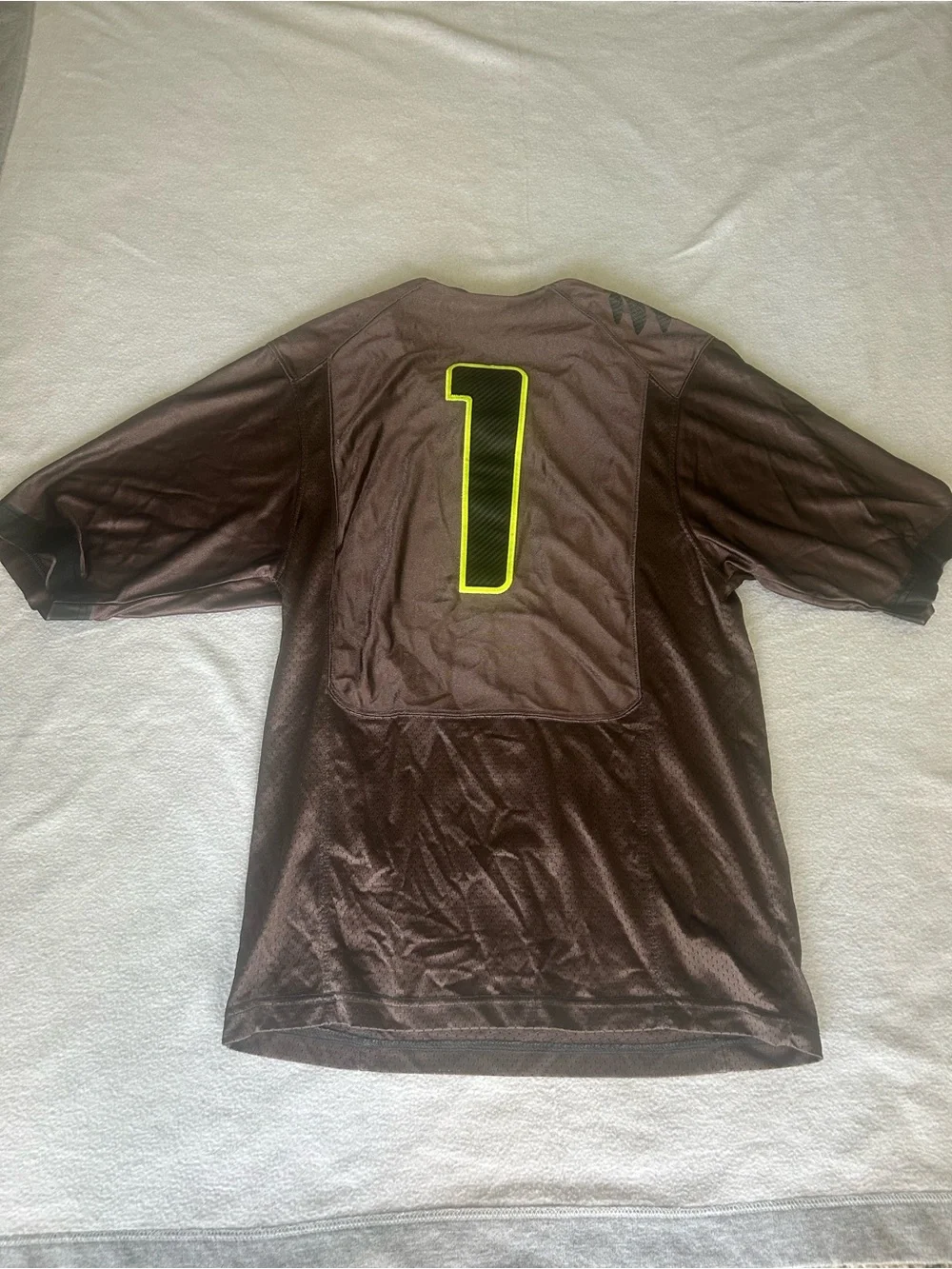 Nike Oregon Ducks #1 Men’s Football Jersey - Charcoal with Neon Yellow